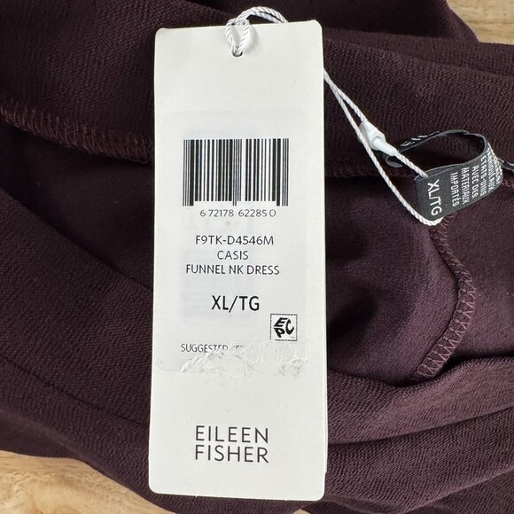 Eileen Fisher Funnel Neck Dress XL Brown Viscose Blend Stretch Crepe NWT DR-1744 - Picture 7 of 9